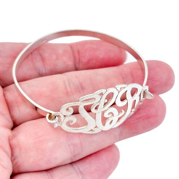 Vintage Sterling Silver 925 Ornate TCR Monogram Bracelet 7"